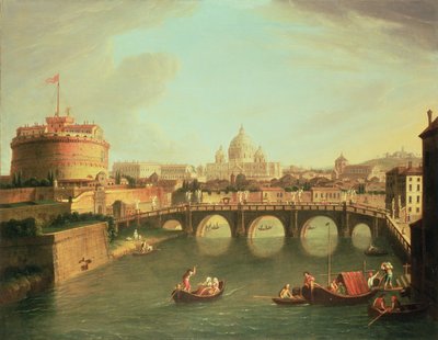 Ansicht von Rom mit der Brücke und dem Castel St. Angelo am Tiber von Gaspar van Wittel